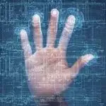 a hand touching a digital screen, your finger print